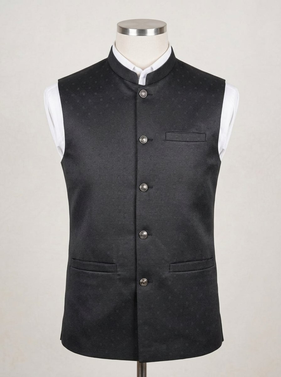 Classy Black Texture Waistcoat